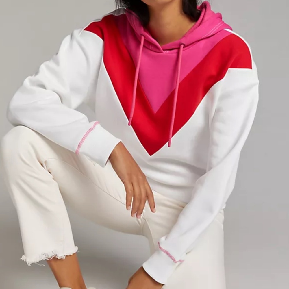 Anthropologie Maeve Colorblocked Chevron Hoodie Sweater